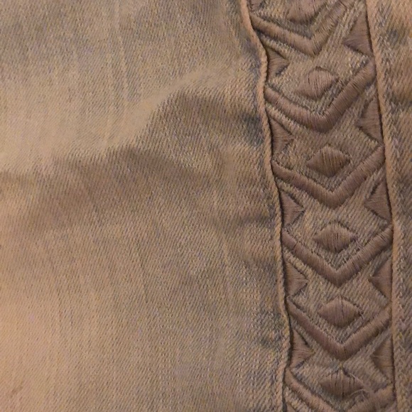 Light Wash Denim Shorts with Embroidered Detail - Picture 2 of 3